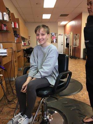 Her new pixy cut!  She loves it and it looks wonderful!  Thanks Rachelle!