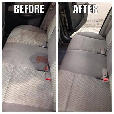 Before and after interior recondition and steam clean service.