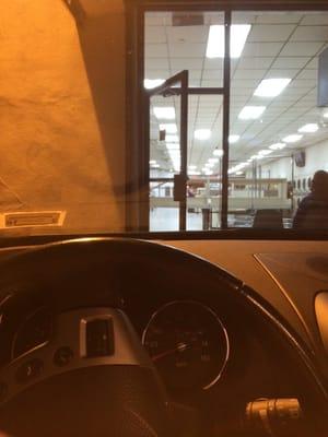 View from outside, didnt feel like being a creep and take a picture of the inside with custys passing by