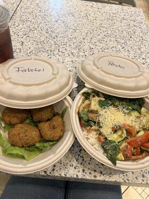 GF Quinoa Falafel & Pesto Bowl with grilled chicken and jasmine rice