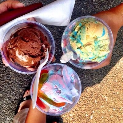 Rocky road, cotton candy, and cake batter ice cream!!! Yum! #gofericecream