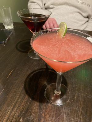 Drink specials:Black Manhattan, Blue Cosmo