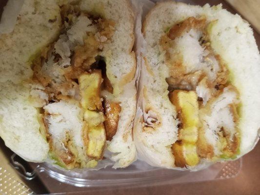 Plantain in the fish sandwich to make up for lack of fish