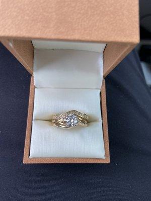 Repaired wedding set with custom anniversary band