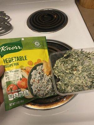 Had to go buy the soup pack & sour cream to add to the spinach dip because whoever made it this week forgot some ingredients