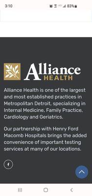 Alliance Health Macomb Is Affiliated With Henry Ford Macomb Hospital.  4/17/2023