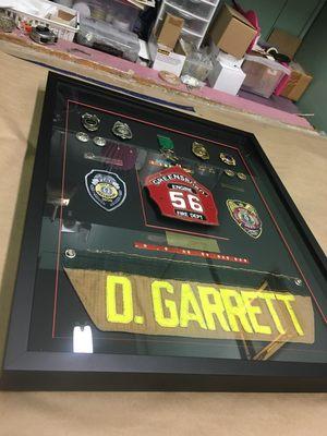 Shadow box for badges, medallions, shields, etc.