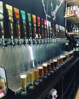 Every single beer on tap poured for display.