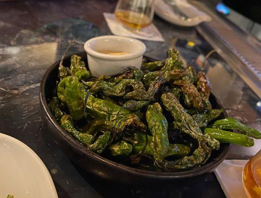 Blistered Shishito Peppers - bet you can't just have one!