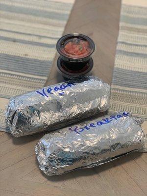 All-day Breakfast Burrito and All-day vegan burrito for pickup, easy online ordering