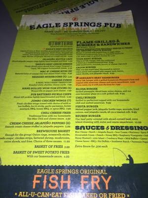 Back of menu