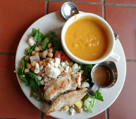 Sweet potato soup and half-salad.