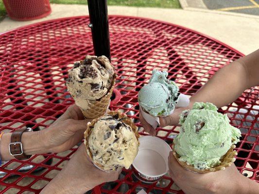 Enjoying ice cream with the family! I love the quality and flavors at Bruster's. Was able to enjoy some sweetness under the umbrella