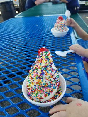 This is the "small" cup of ice cream! (That is s toddler hand!)