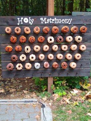 Donut wall I made for my daughters wedding.