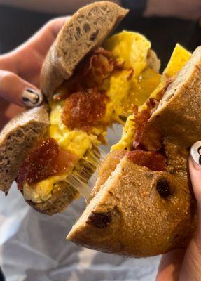 Bacon and egg breakfast sandwich  IG @AmyNsEats