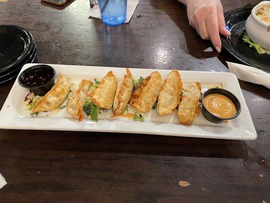 Fried shrimp potstickers.