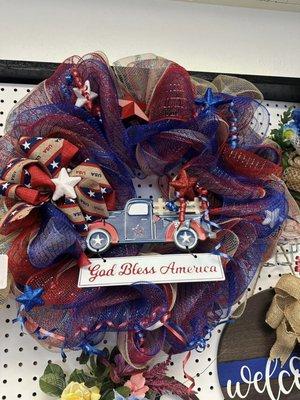 One of many custom wreaths. No two wreaths are ever the same as they are made in house by the owner.