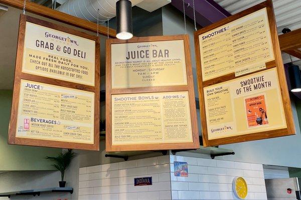 Juice bar menu