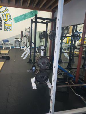 This is the "power lifting room" these are the two squat racks. I'm in the corner when taking this picture.