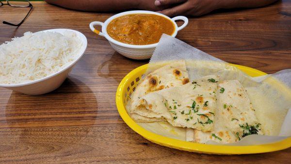 Butter Chicken, Basmati Rice and Garlic Naan