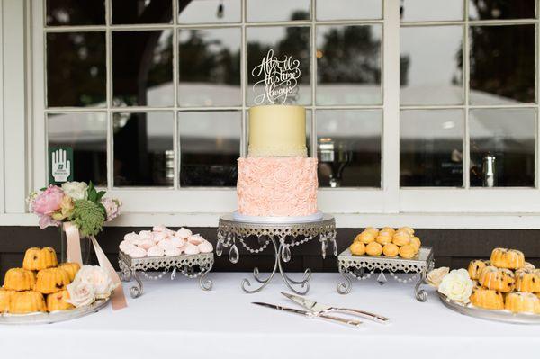 We set up our dessert buffet outside the cabana. Desserts and Cake by Delicately Sweet Confections. Photo by Kirsten Marie Photography