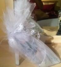 Side View of Wedding Shoe Basket