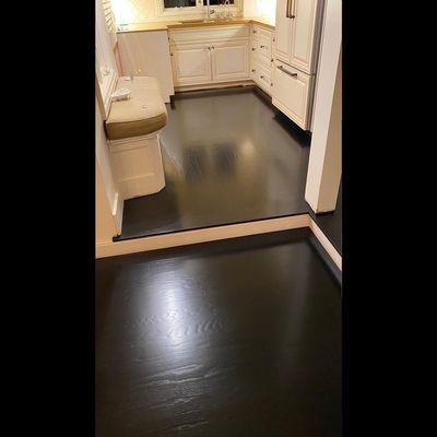 True black stain with satin varnish finish