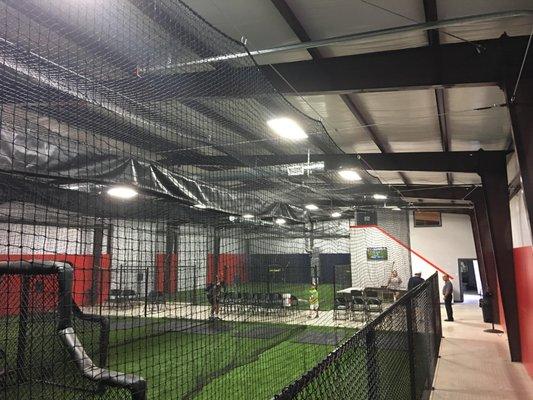 Front Area. 3 Pitching Machines. 3 baseball/ softball cages.