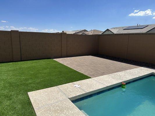 Completed turf and pavers