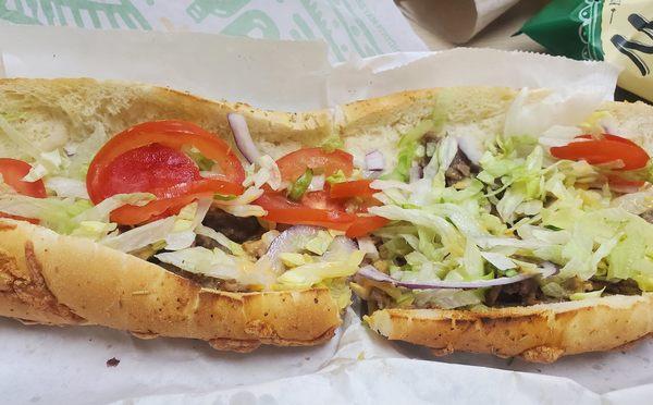 See this, this is a 1* steak and cheese, shorted one full scoop of steak, the sandwich looks bleak with no meat.