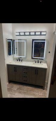 Bathroom remodel, cabinet and vanity.