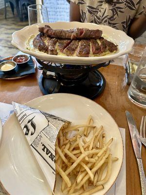 Shoestring fries from the prix fixe menu (served with mayo & ketchup) and a double order of the steak