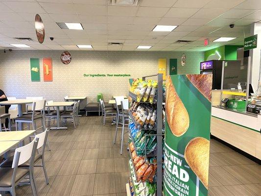 Inside restaurant with displays