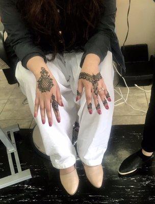 Gorgeous henna designs done by Adara Salon