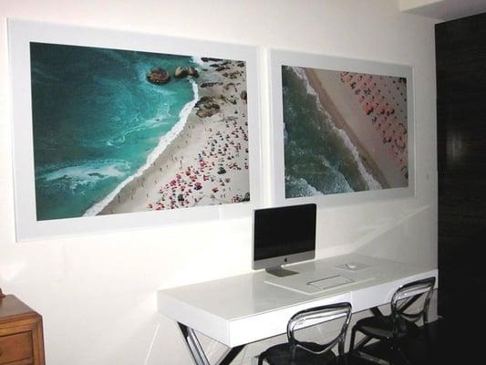 Large Custom Framed photo's in white.