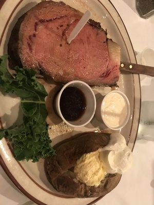 Prime Rib with baked potatoe! Perfect!