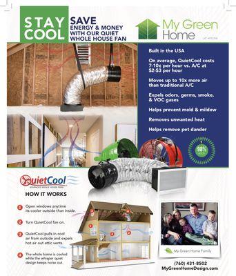 Did you know that My Green Home is an Authorized Quiet Cool dealer who guarantees the best price and warranty on the market?