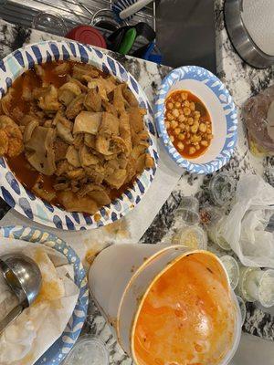 Look at all that menudo in the bowl.