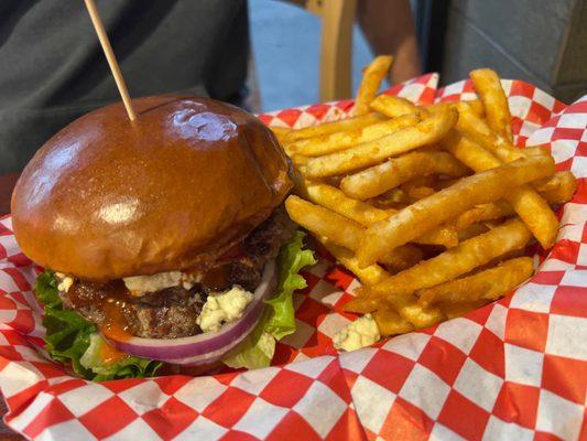 Spicy Burger with Blue Cheese