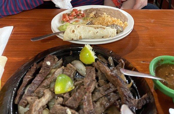 Beef fajitas for two