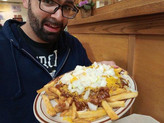 Appetizer? The chili fries are as hefty as some of the meals here, and a bargain at $6.99