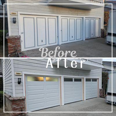 Check out this stunning transformation! We took a plain wood-panel 3-car garage in Orange and upgraded it to a sleek, modern design.