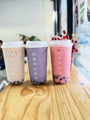 Signature Milk Tea Strawberry Milk Tea Taro Taro Milk Tea