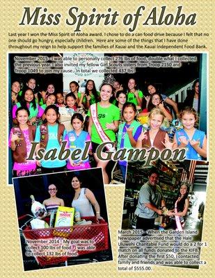 Our Pageant division promotes and awards community involvement and volunteer work