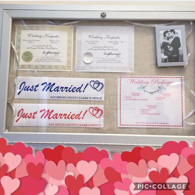 Wedding package keepsakes (Marriage licenses are by appointment only)