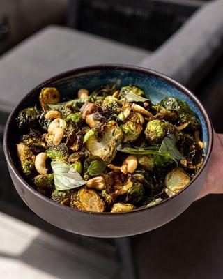 Brussels with pork belly