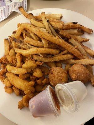 Kids clam strips and fries