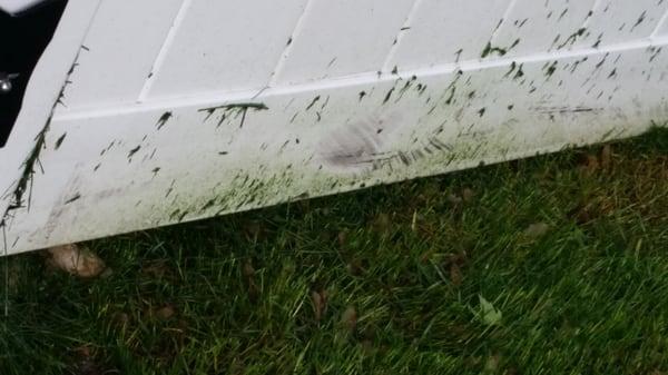 Riding mower badly scuffed our vinyl fence along the perimeter. They did not repair or attempt to help us.