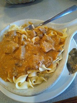 Beef stroganoff.